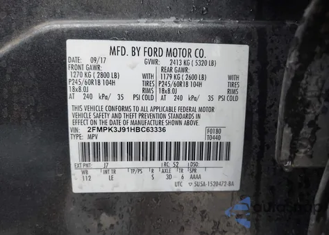 2017 Ford Edge Sel z USA, uszkodzony, nr VIN 2FMPK3J91HBC63336